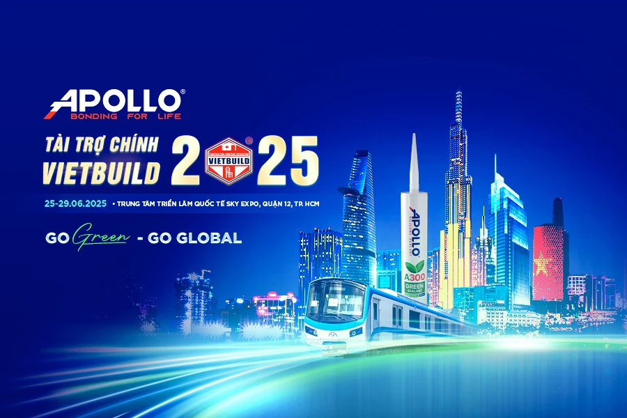 Apollo Silicone - Nhà tài trợ chính Vietbuild HCM 2025 - Đồng Hành Kiến Tạo Ngành Xây Dựng Việt Nam Phát Triển Bền Vững - GO GREEN
